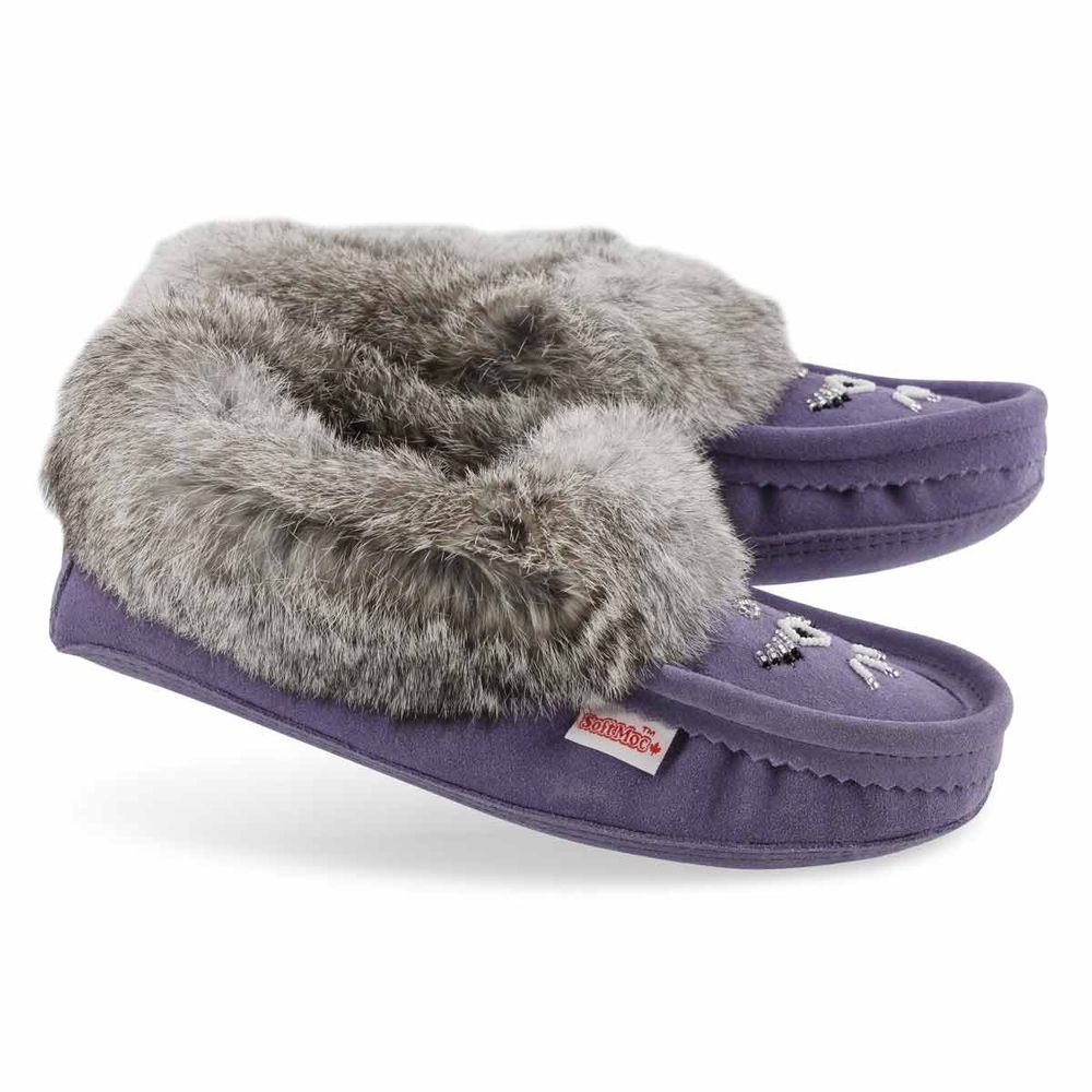 Womens SF600 Rabbit Fur SoftMocs - Lavender