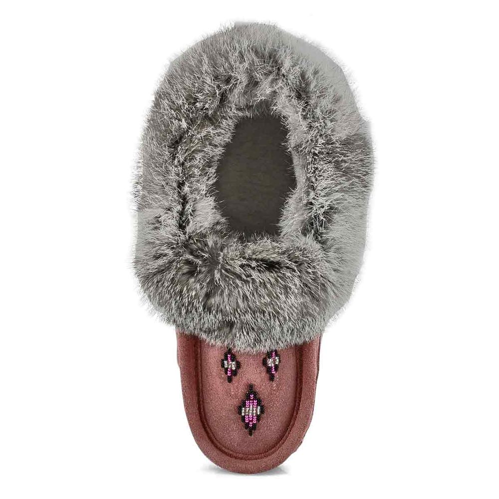 Womens SF600 Rabbit Fur SoftMocs - Dusty Rose