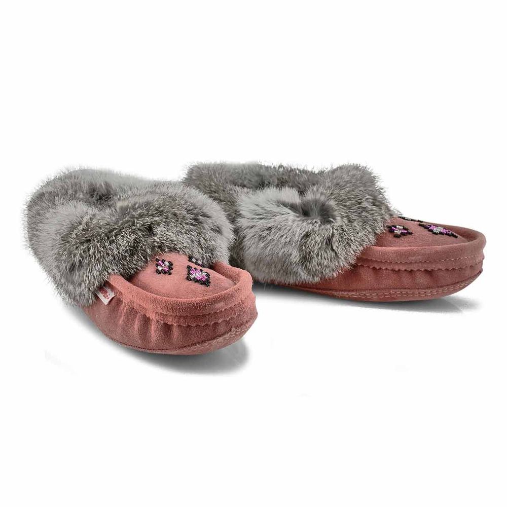 Womens SF600 Rabbit Fur SoftMocs - Dusty Rose