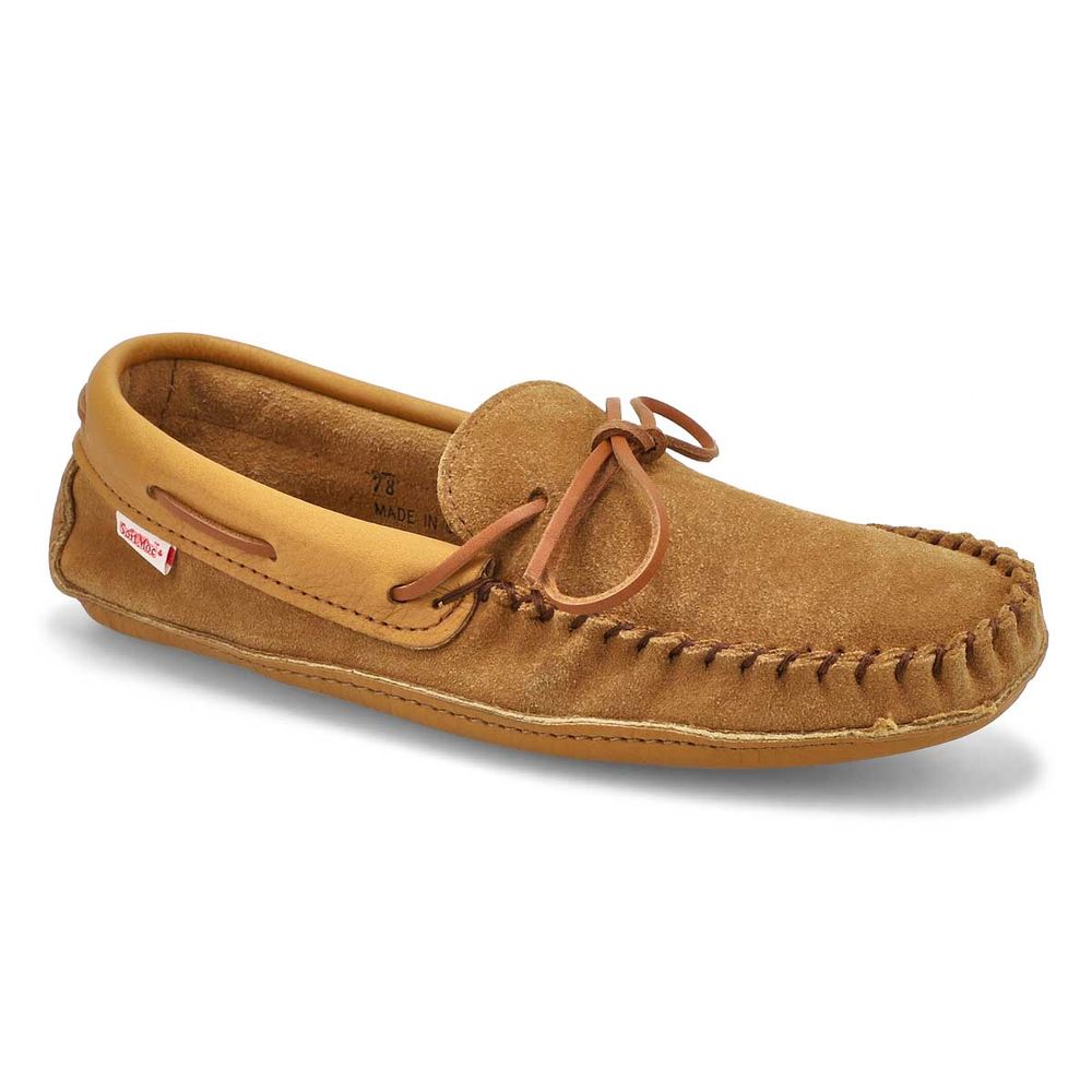 Mens SF78 Suede/Leather Memory Foam SoftMocs - Dark Tan