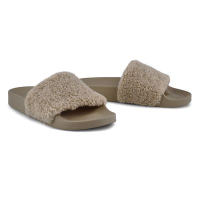 shear faux shearling slide slipper