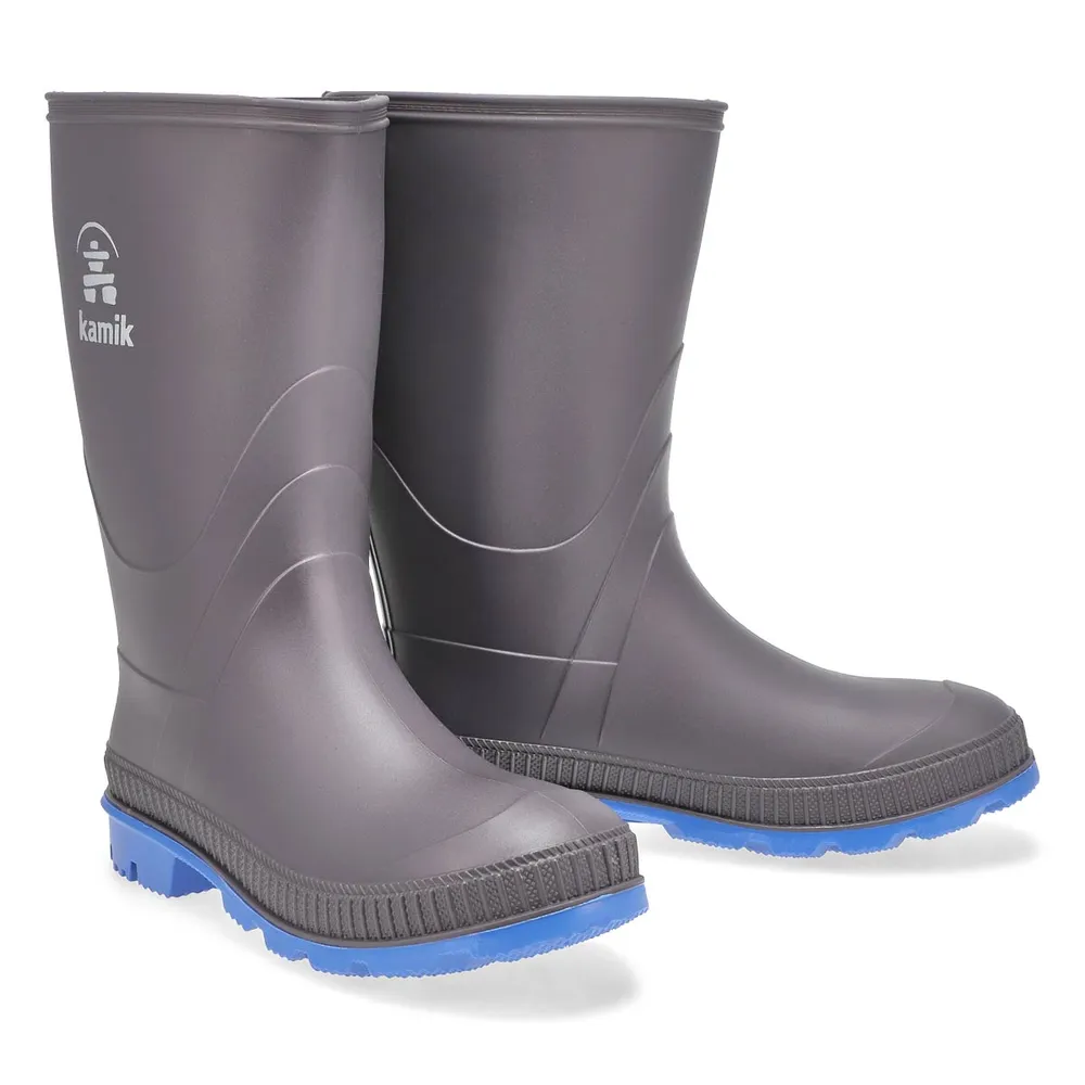 Boys Stomp Waterproof Rain Boot - Charcoal/Blue