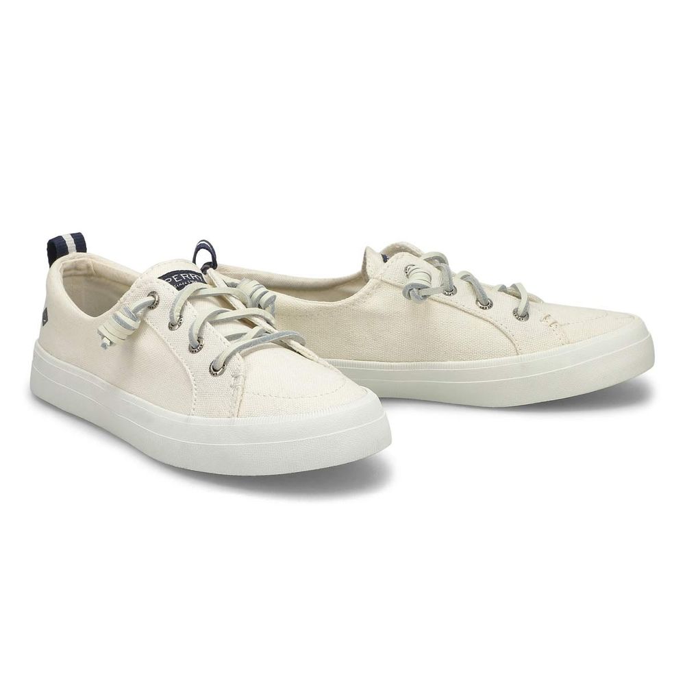 Womens Crest Vibe Linen Fashion Sneaker - White