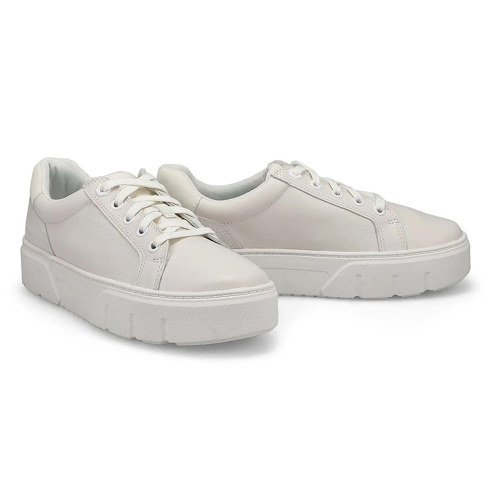 Womens  Laurel Court Leather Platform Lace Up Sneaker - White