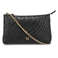 Womens Essential Woven Pouch Wristlet - Black Woven