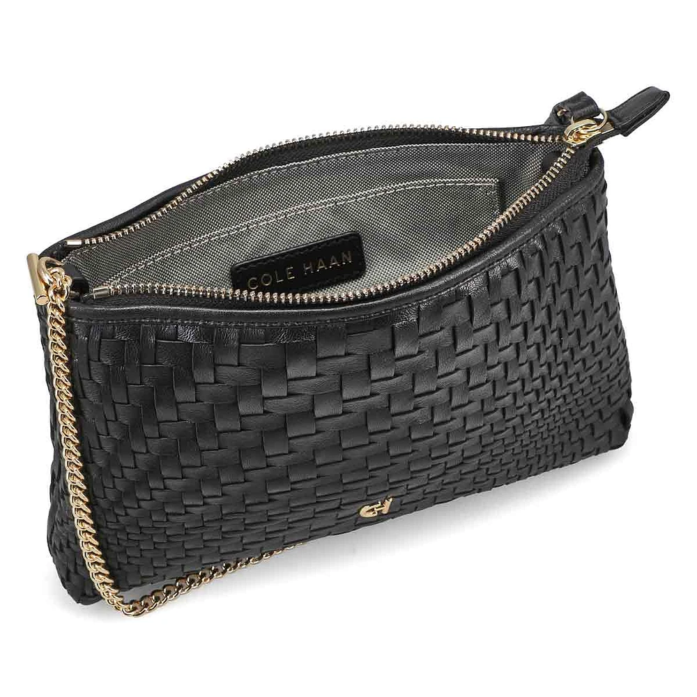 Womens Essential Woven Pouch Wristlet - Black Woven