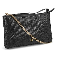 Womens Essential Woven Pouch Wristlet - Black Woven