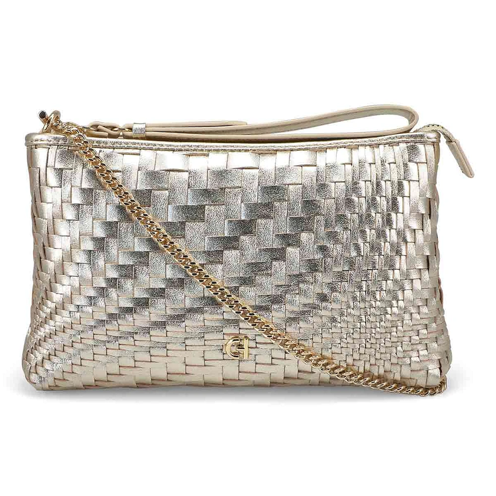 Womens  Essential Woven Pouch Wristlet - Gold Woven