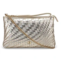 Womens  Essential Woven Pouch Wristlet - Gold Woven