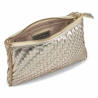 Womens  Essential Woven Pouch Wristlet - Gold Woven