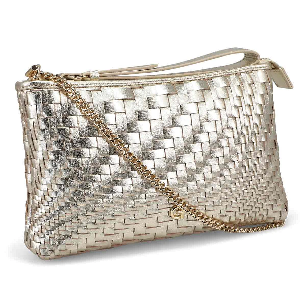 Womens  Essential Woven Pouch Wristlet - Gold Woven