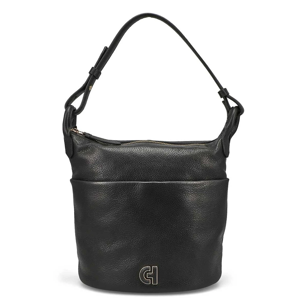 Womens Essential Soft Bucket Bag - Black