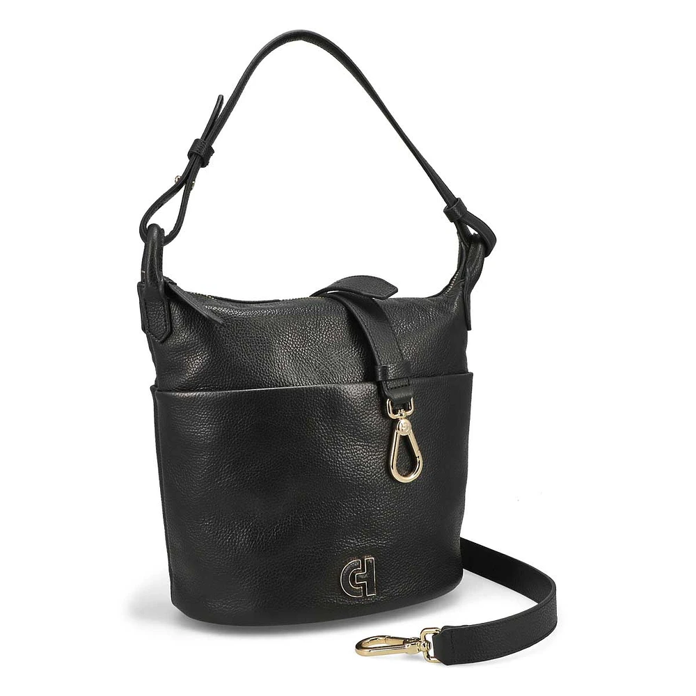 Womens Essential Soft Bucket Bag - Black