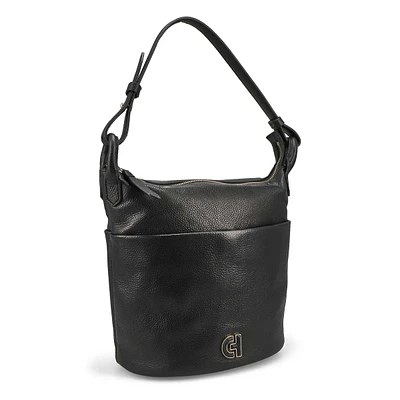 Womens Essential Soft Bucket Bag - Black