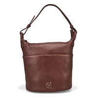 Womens Essential Soft Bucket Bag - Deep Mahogany