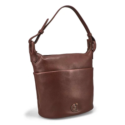 Womens Essential Soft Bucket Bag - Deep Mahogany