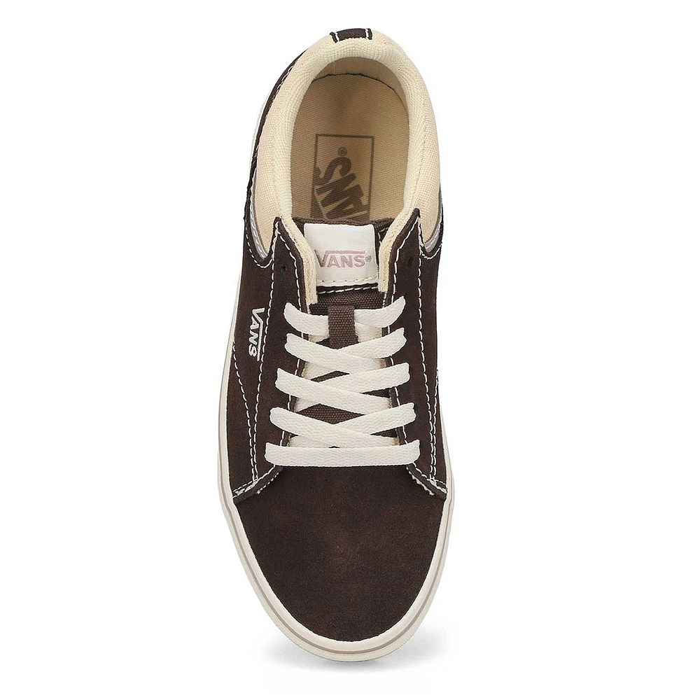 Womens Seldan Leather Lace Up Sneaker - Outdoor Coffee/Marshmellow