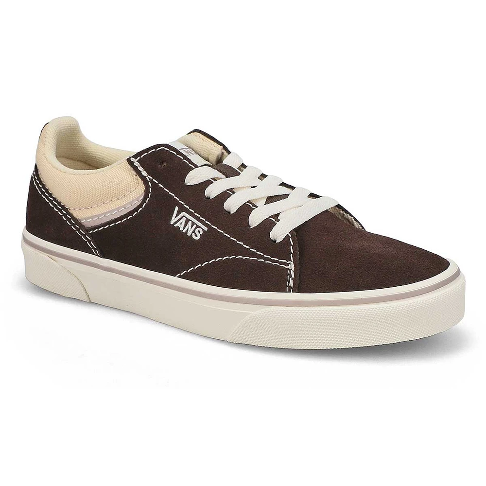 Womens Seldan Leather Lace Up Sneaker - Outdoor Coffee/Marshmellow