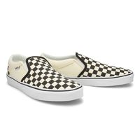 Mens Asher-Checker Slip On Sneaker - Black/Natural