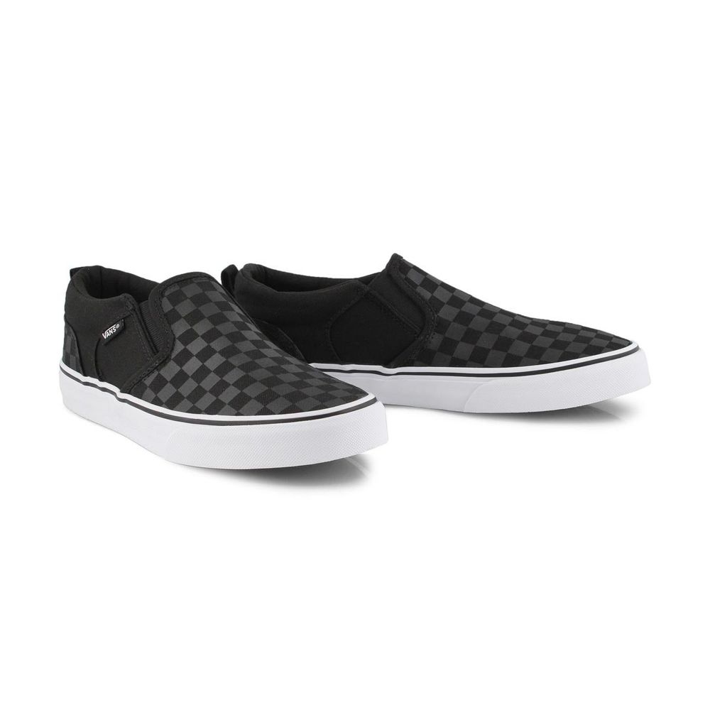 Boys Asher Checkered Slip On Sneaker - Black/Black