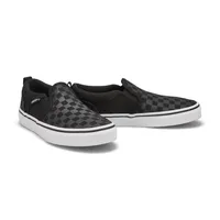 Boys Asher Checkered Slip On Sneaker - Black/Black