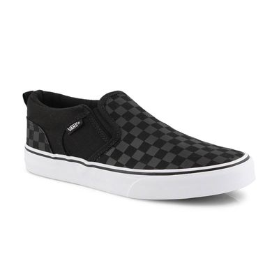 Boys Asher Checkered Slip On Sneaker - Black/Black
