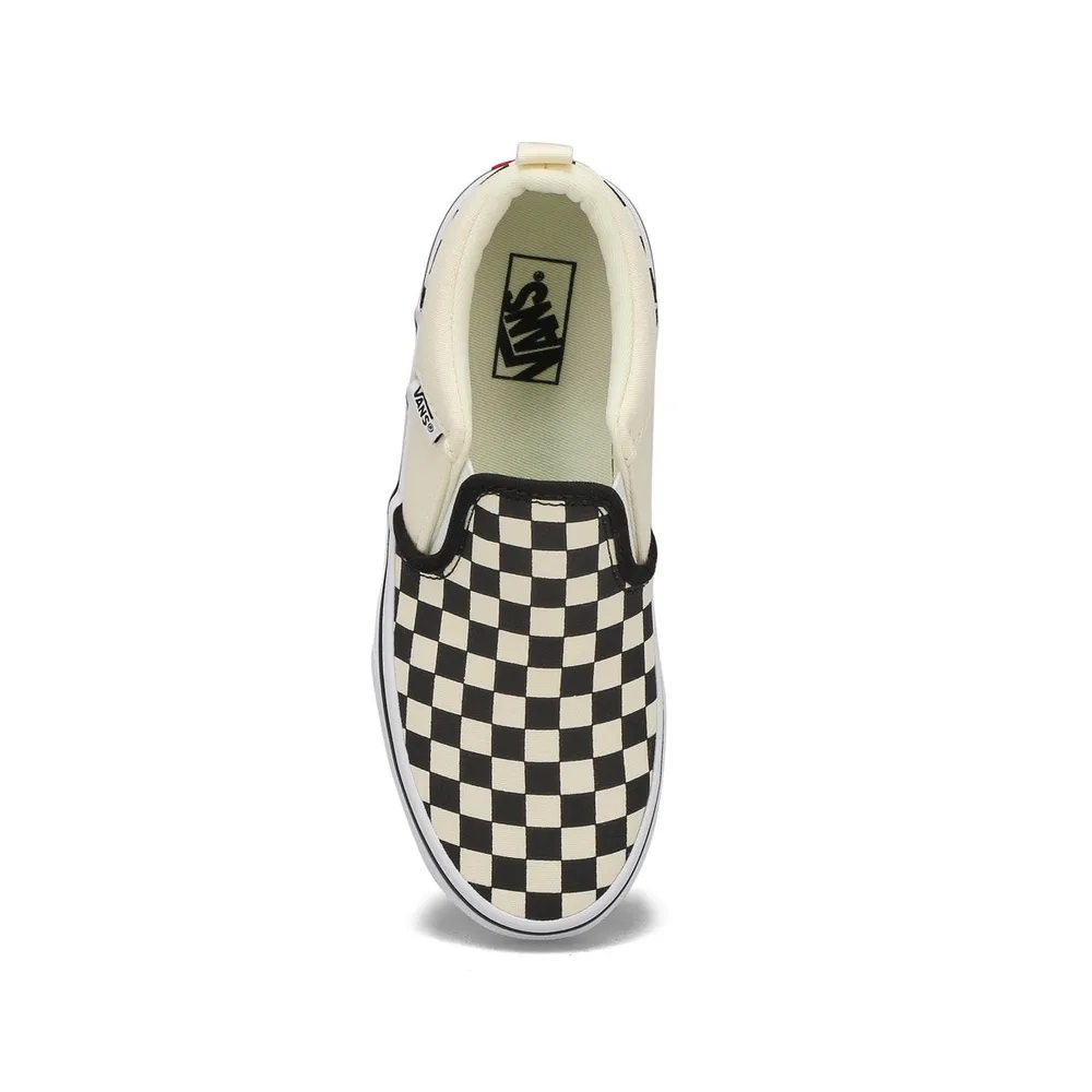 Boys Asher Checkered Slip On Sneaker - Black/Natural