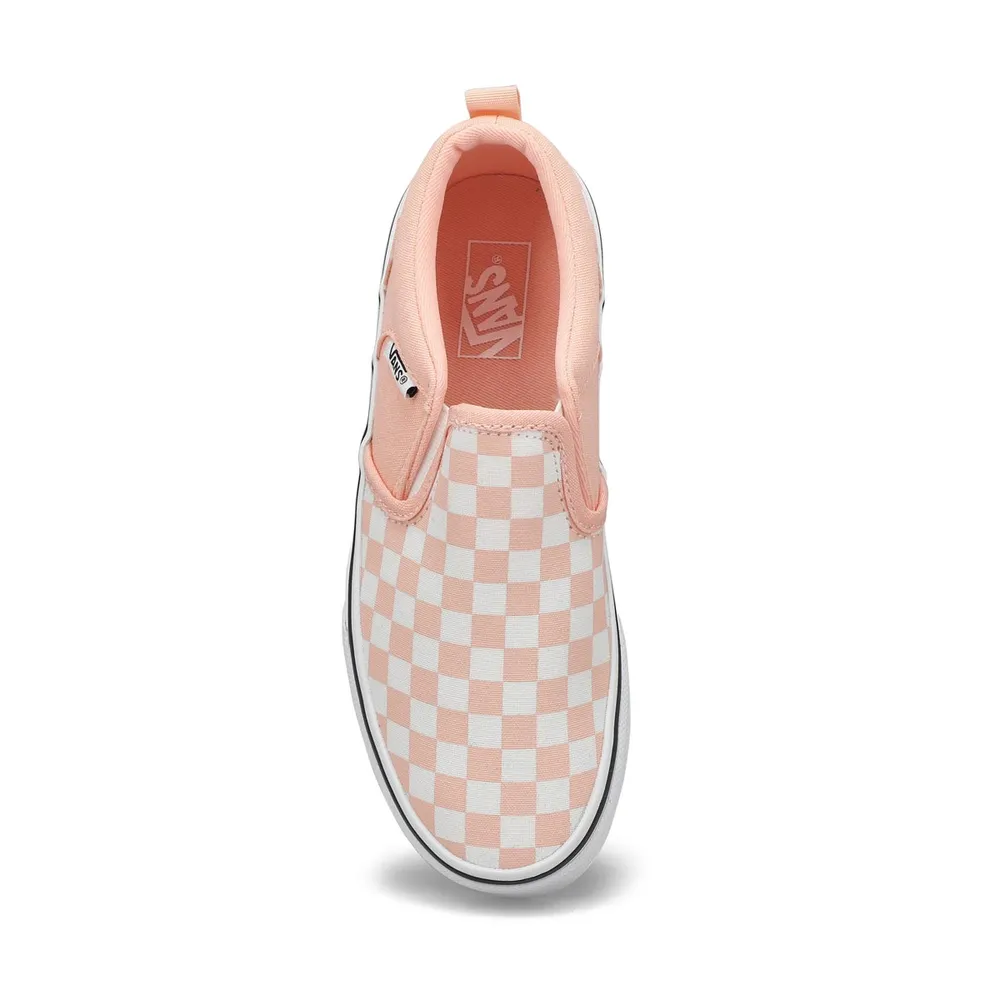 Girls Asher Checkerboard Sneaker - Peach
