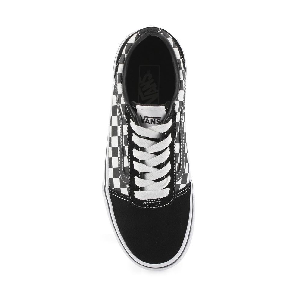 Boys Ward Check Lace Up Sneaker - Black/White