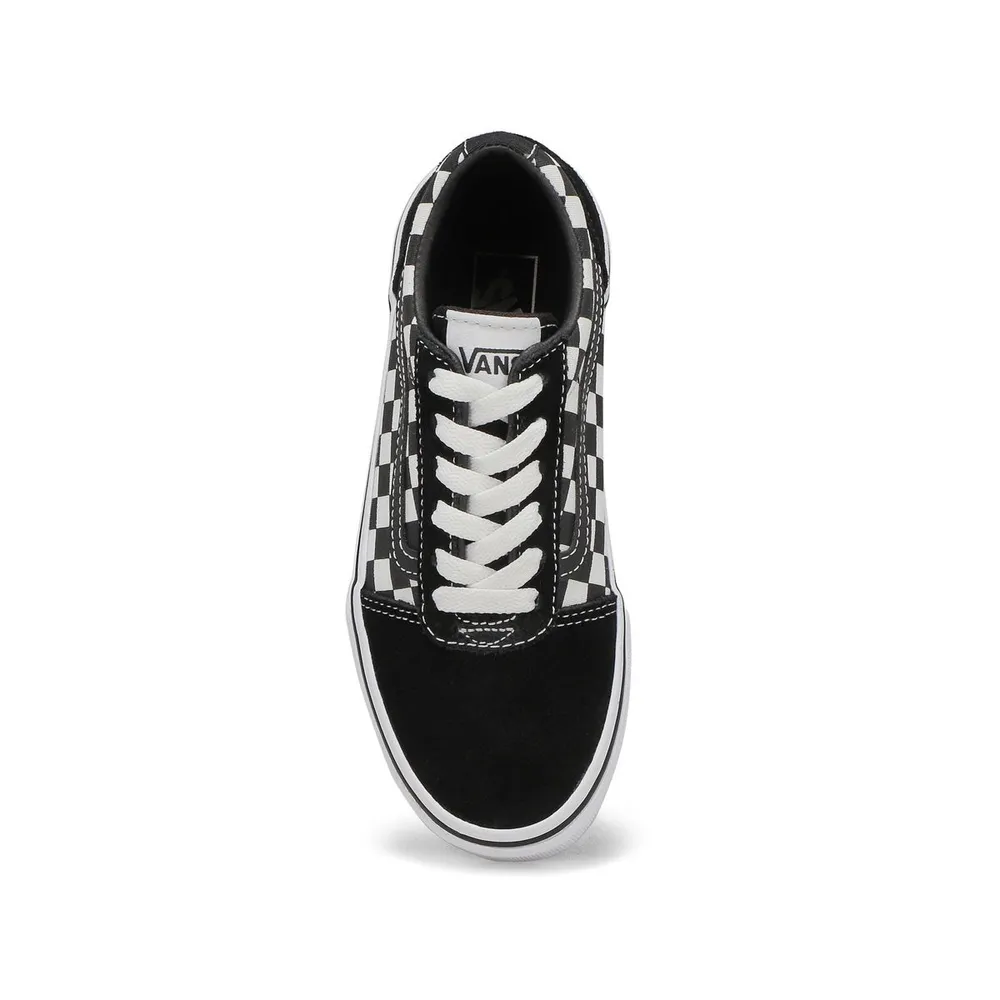 Boys Ward Check Lace Up Sneaker - Black/White