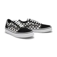 Boys Ward Check Lace Up Sneaker - Black/White