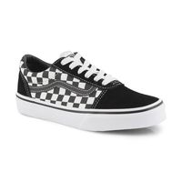 Boys Ward Check Lace Up Sneaker - Black/White