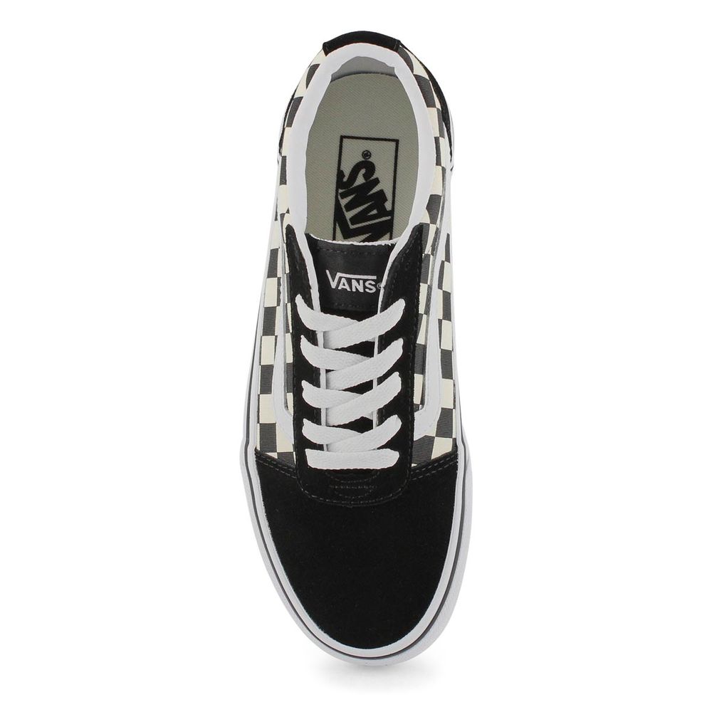 Womens Ward Checker Lace Up Sneaker- Black/White