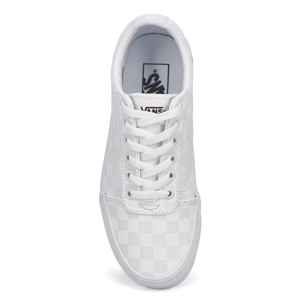 Womens Ward Checker Lace Up Sneaker - White/White