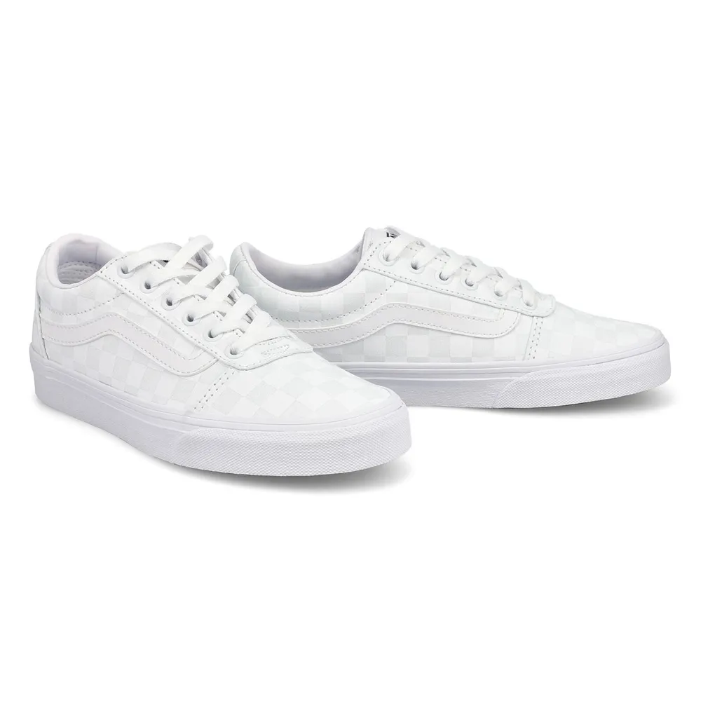 Womens Ward Checker Lace Up Sneaker - White/White