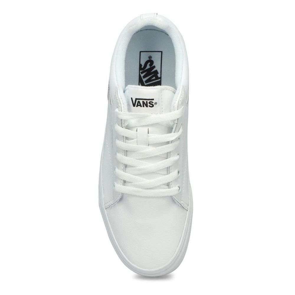 Mens Seldan Leather Lace Up Sneaker - White/White