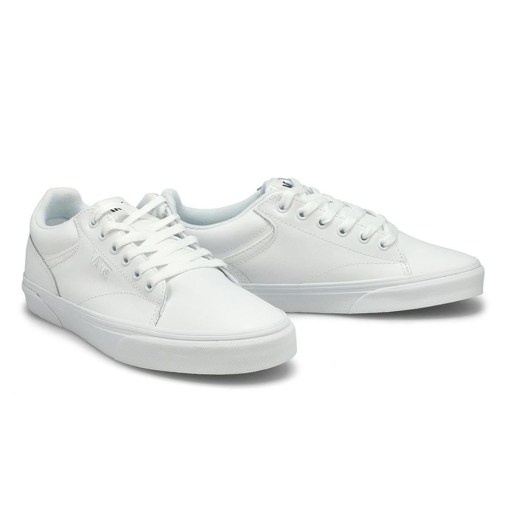 Mens Seldan Leather Lace Up Sneaker - White/White