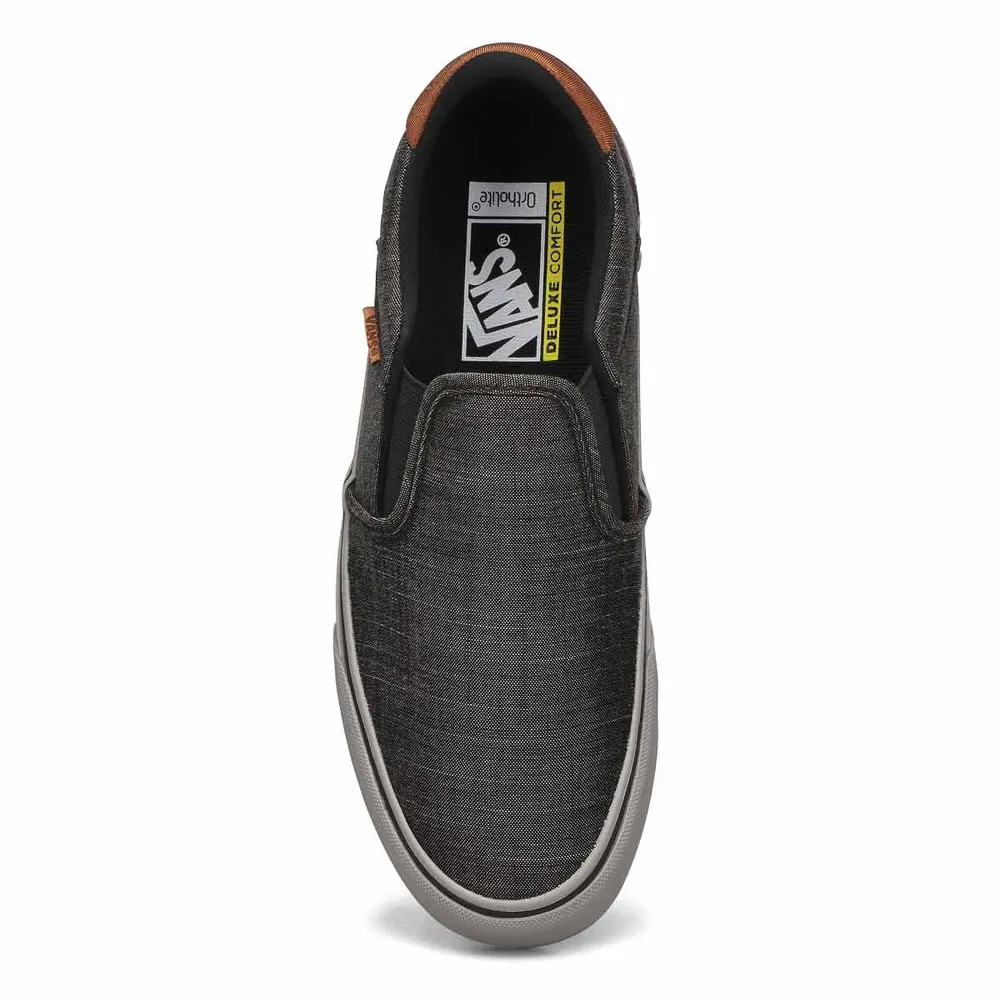 BLACK VANS Mens Asher Deluxe Slip On Sneaker