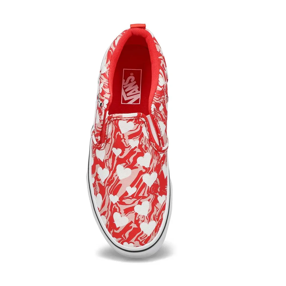 Girls Asher Marble Hearts Sneaker - Red