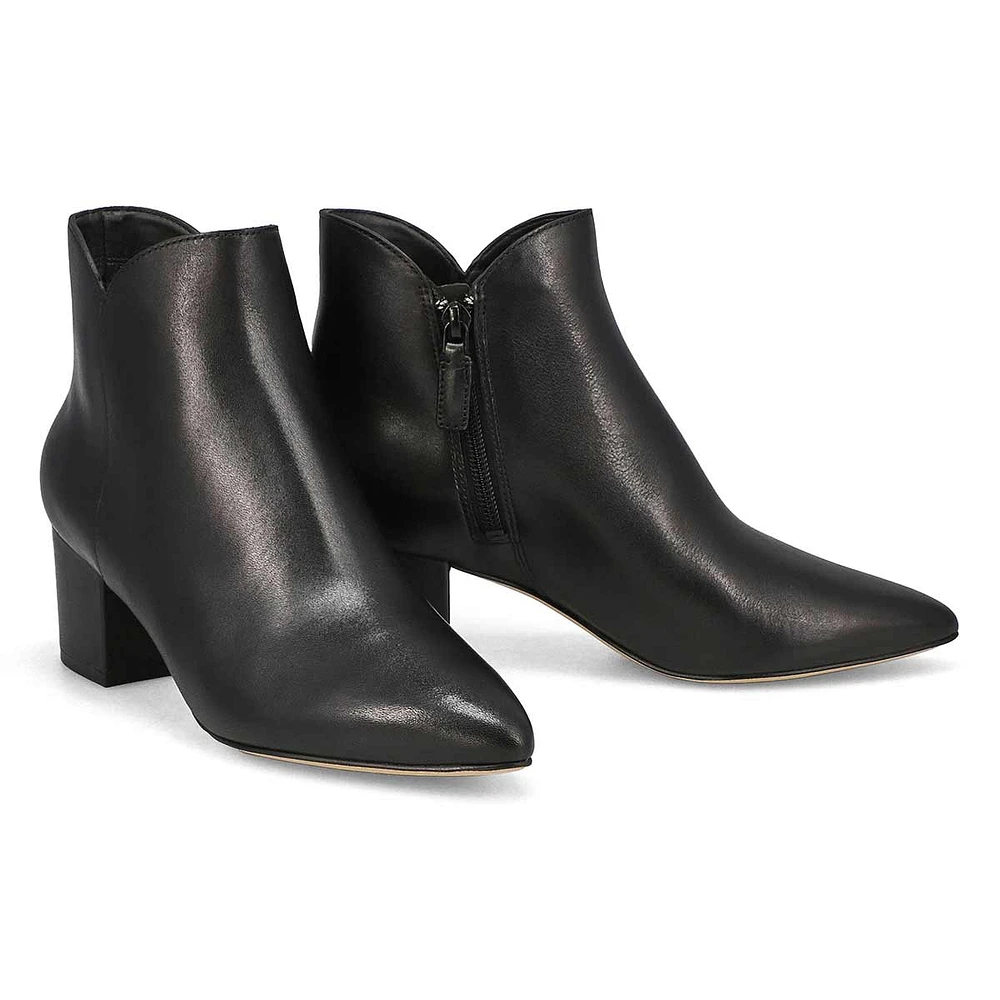 Womens Elyse Leather Ankle Boot - Black/Black