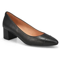 Womens  Go-To Block Leather Dress Heel - Black