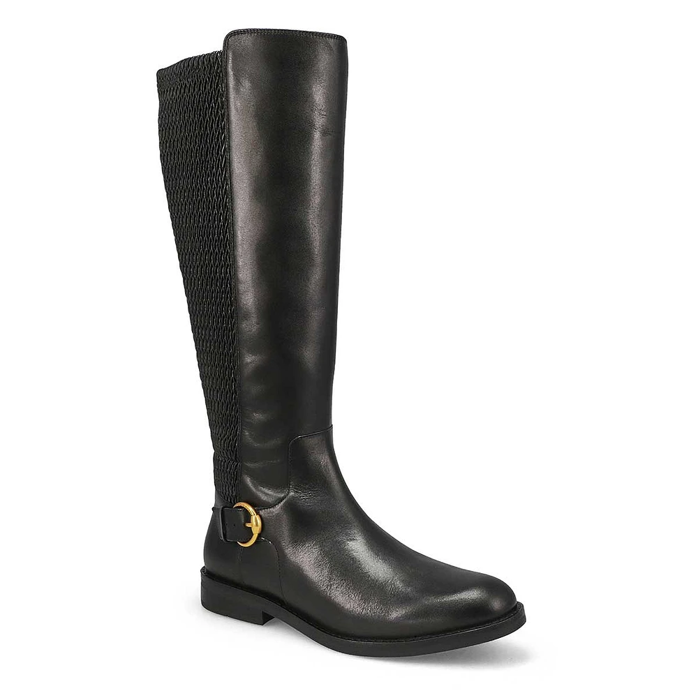 Womens Clover Stretch Leather Tall Riding Boot - Black