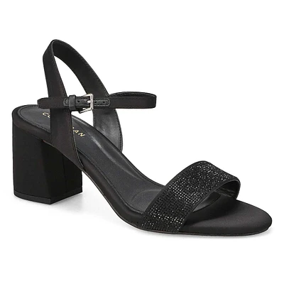 Womens Josie Heeled Dress Sandal - Black Satin/Crystal