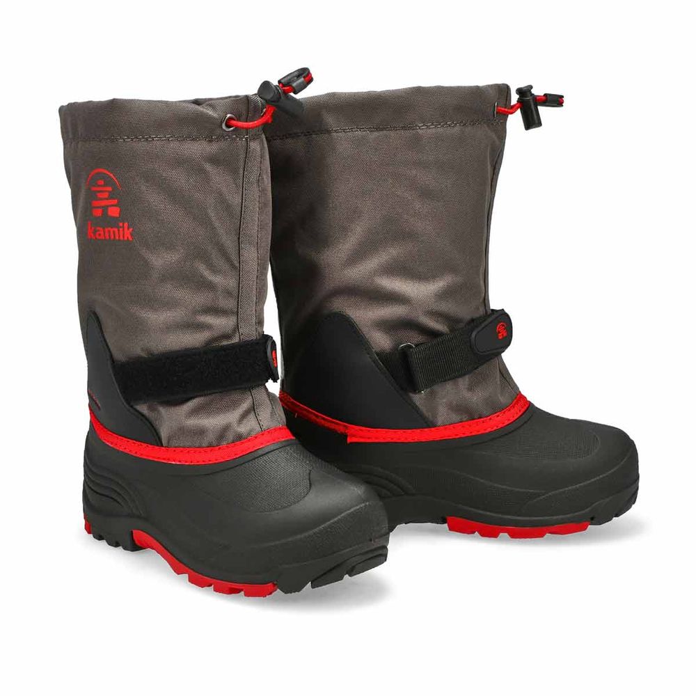 Boys Waterbug 5 Waterproof Winter Boot - Charcoal/Red