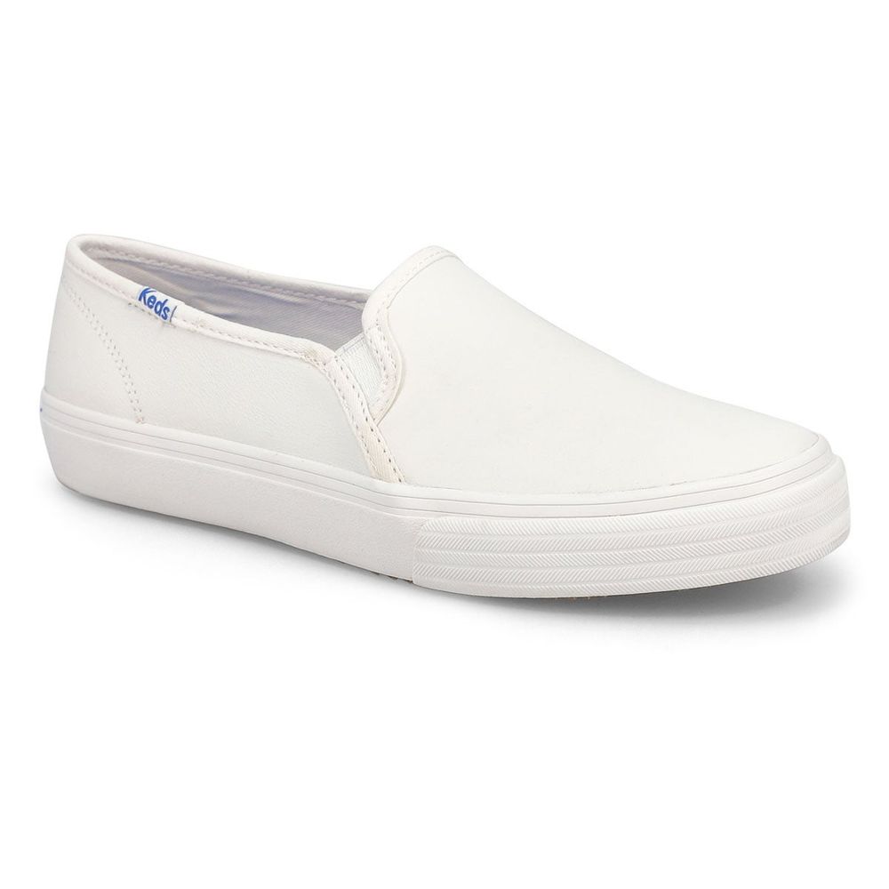 Womens Double Decker Sneaker - White Leather