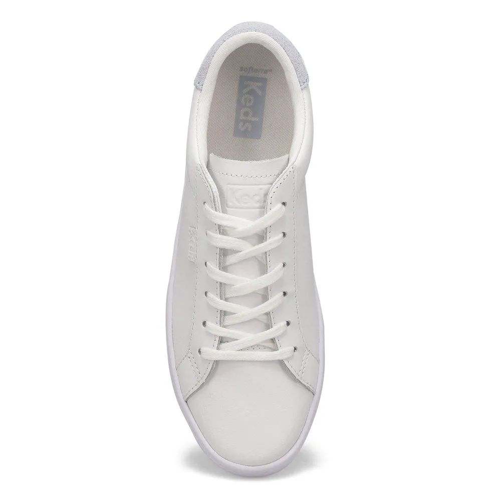 Womens Ace Leather Sneaker - White/Light Bllue
