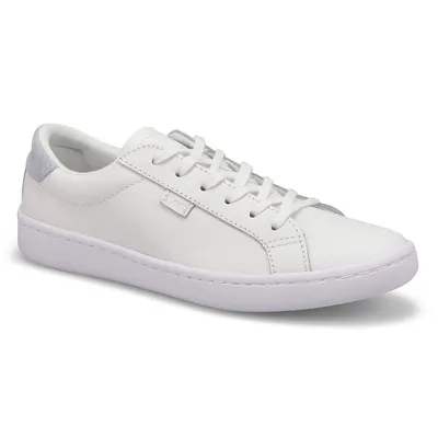Womens Ace Leather Sneaker - White/Light Bllue