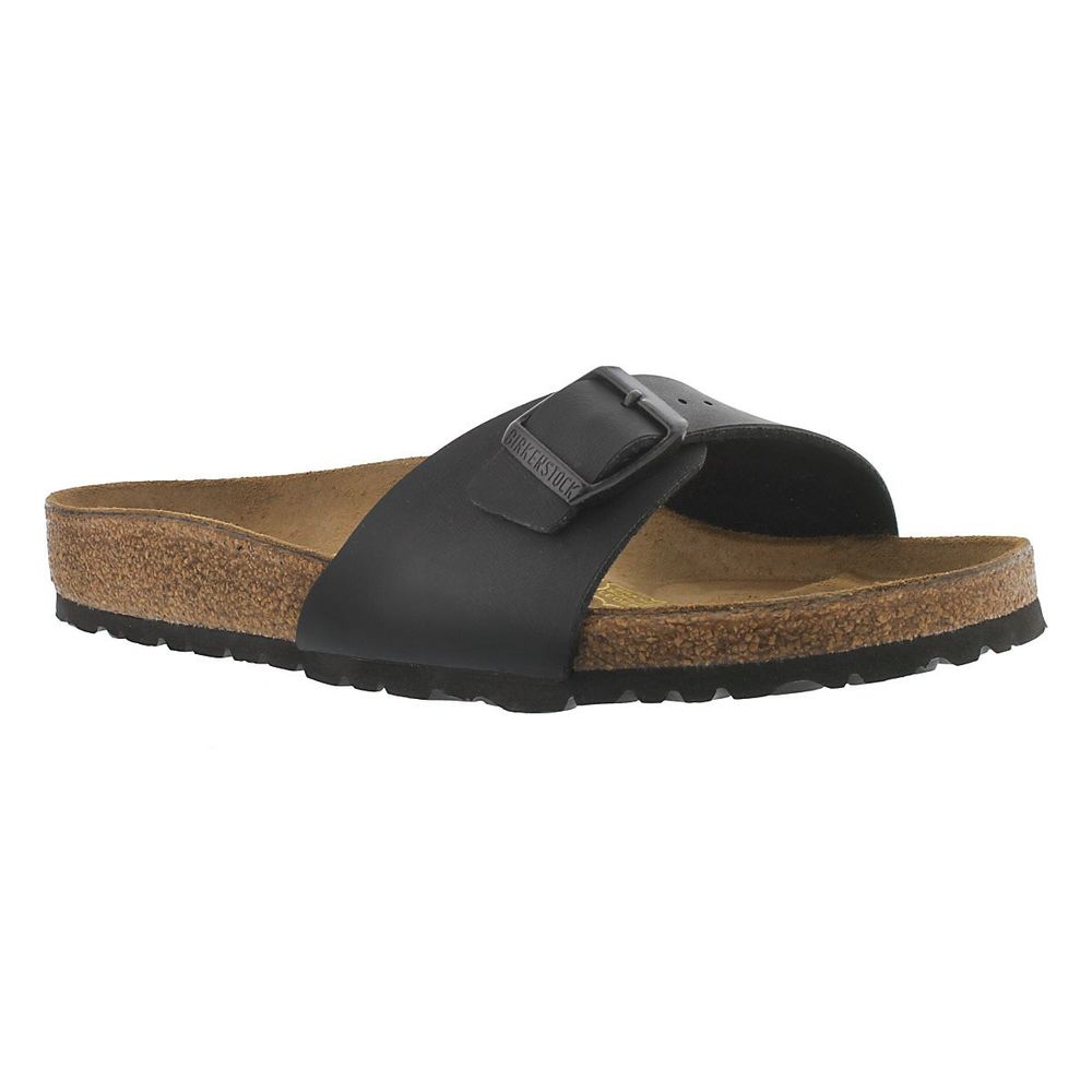 Women's Madrid Birko-Flor 1 Strap Sandal - Black