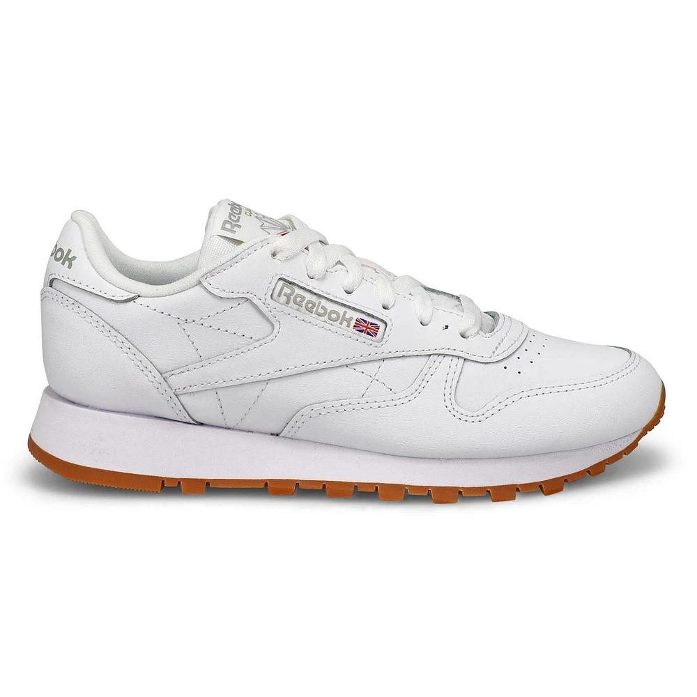 Women's Classic Leather Lace Up Sneaker - White/Gr