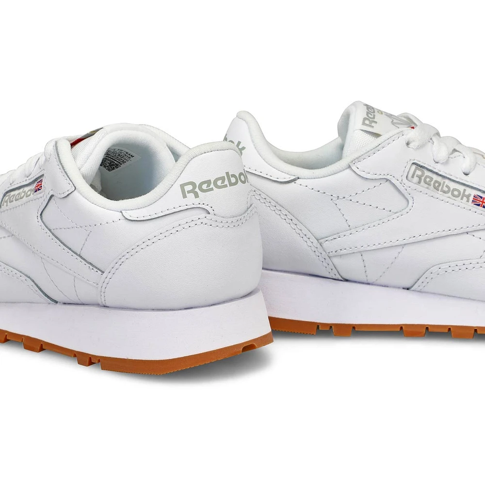 Women's Classic Leather Lace Up Sneaker - White/Gr